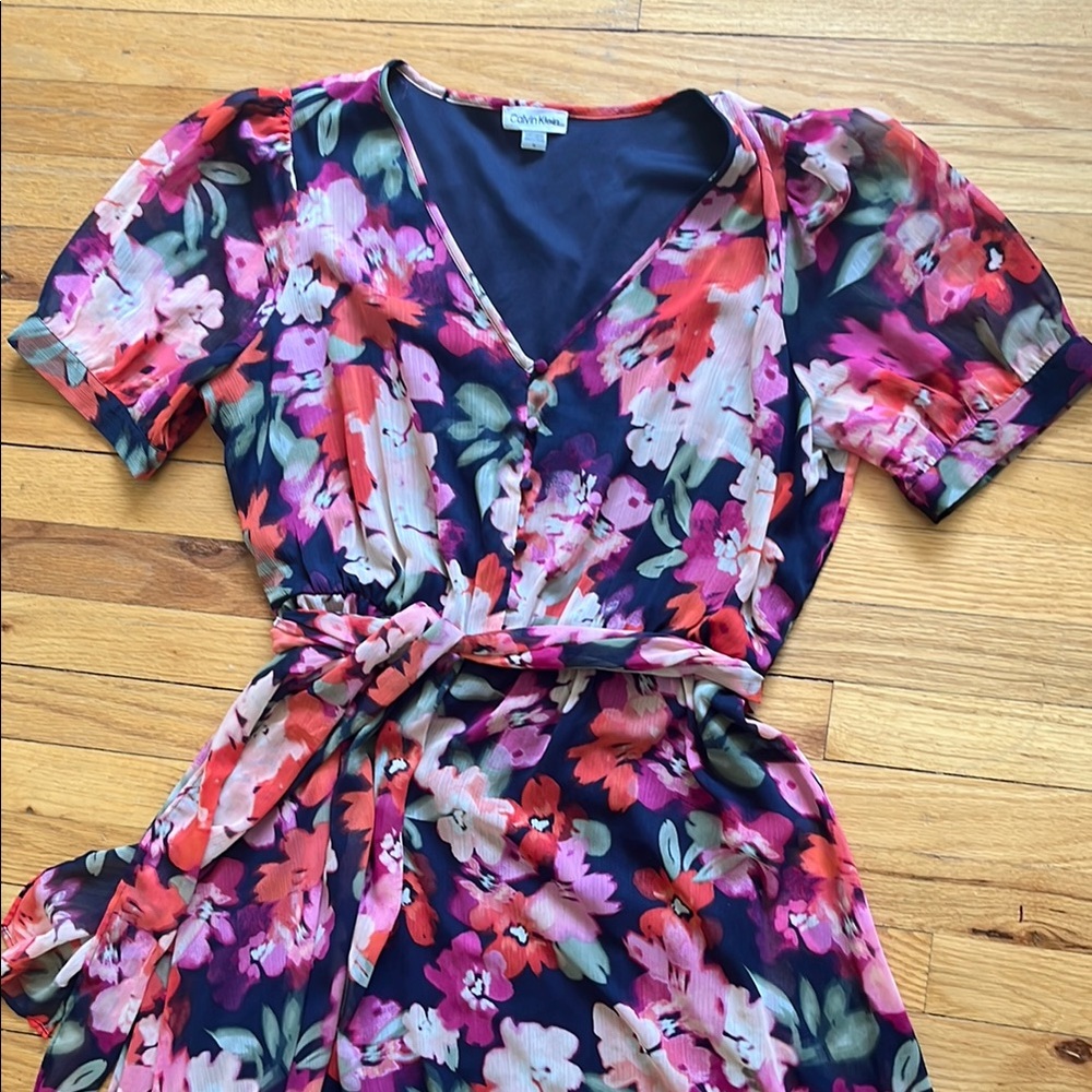 Calvin Klein Floral Wrap Dress - Picture 2 of 9